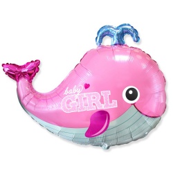 Шар фигура Кит BABY GIRL розовый